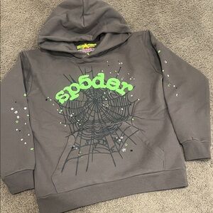 Spider Gray Hoodie with Neon Green Design